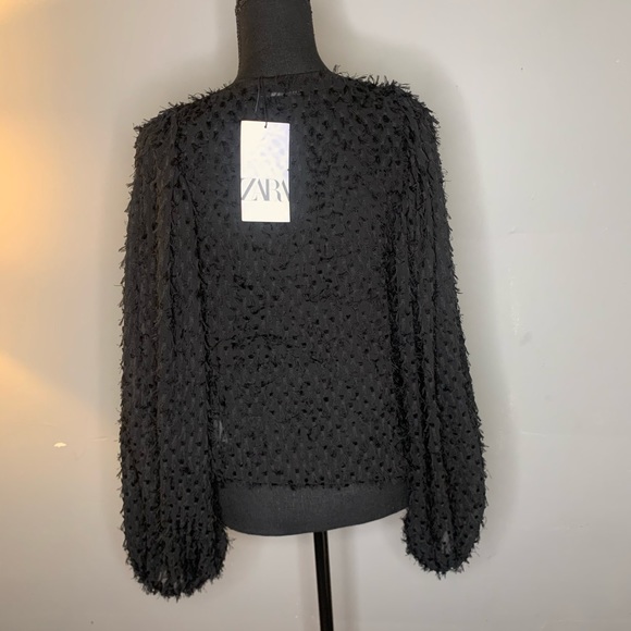 Zara sheer ballon sleeve top size S - Picture 4 of 7